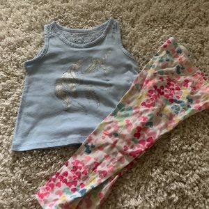 Unicorn sparkle tank and heart leggings 2T
